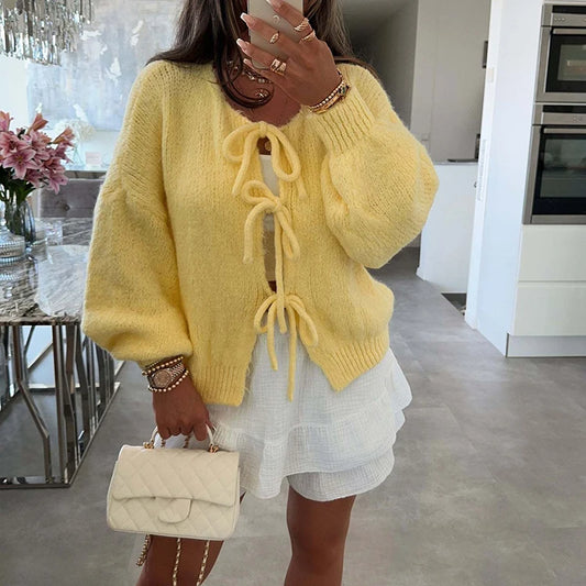 Gebreide cardigan met striksluiting